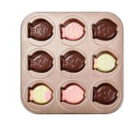 Cupcake Molds for Baking - 27×27×2.2cm 9 Slot Reusable Muffin Pan Non Stick Carbon Steel Dessert Mold Cute Animal Cartoon Design Baking Tray | for Muffins Madeleines