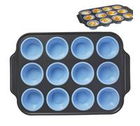 Cupcake Mould | Easy Non Stick Portable Silicone Tray with 12 Cups - Baking Cupcake Mould - Suitable for Kitchen, Home, Dining Room, Table, Food, Men, Women, Oven and Microwave