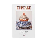 Cupcake on Maiolica Tile Plate Canvas Poster Bedroom Decor Landscape Office Room Decor Gift 20" L X 30" W
