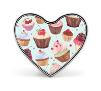 Cupcake Pattern Heart Shape Lapel Pin Personalized Pinback Button Badges Retro Punk Button Pin Kawaii Heart Badges for Men Women Clothes Bags Hats & Gift