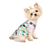 Cupcake Pattern print Dog Shirts for Small Dogs Stretchy T-Shirts Lightweight Tank Top Sleeveless Striped Vest