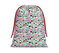 Cupcake Pattern Print Drawstring Gift Reusable Pouch Wedding Candy Toys Cards Storage Function Portable