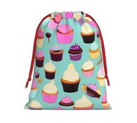 Cupcake Pattern Print Practical Drawstring Gift Travel Pouches Men Women Multiple Occasion Daily Carry