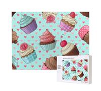 Cupcake Pattern Printed,500 Pieces Wooden Jigsaw Family Game Jigsaw Puzzles for Adults Teens Home Decor