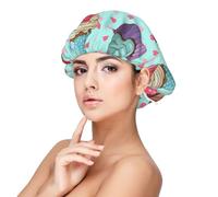 Cupcake Pattern Printed,Adult's Satin Sleeping Cap - Women's Elastic Sleep Bonnet, Adjustable Overnight Hair Cover