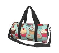 Cupcake Pattern Printed Sports Gym Bag with Wet Pocket & Shoes Compartment, Travel Duffel Bag for Men Women
