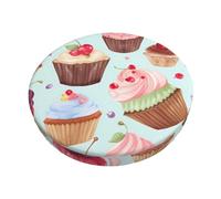 Cupcake Pattern Stool Covers 12 inch Round Bar Stool Cover Stretch Seat Cushion Cover Soft Velvet Barstool Slipcovers Washable Chair Covers for Bar, Kitchen, Dining Room