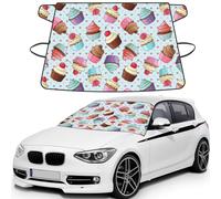 Cupcake Pattern Stylish Printed Windshield Snow Cover for Cars, Car Windshield Cover for Ice, Snow & Sun, Easy Install, Universal Size with Storage Bag