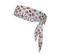 Cupcake Pattern Unisex Sports Head Tie - Double-Sided, Moisture-Wicking Workout Headband, Adjustable Knotted Band for Running, Yoga & Gym