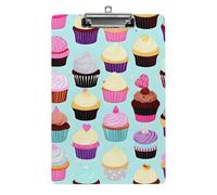 Cupcake Patterns Clipboard 8.5×12.5 Inch Acrylic Clip Board with Metal Clip A4 Letter Size Decorative Clipboard Cute Hanging Clipboards for Office, Teacher, Nurse, Doctor,