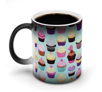 Cupcake Patterns Color Changing Mug Heat Changing Coffee Mugs Funny Heat Activated Mug Ceramic Magic Cup Novelty Coffee Mugs 12 Oz Unique Tea Cup Birthday Gift for Women Men