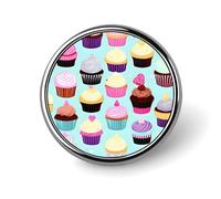 Cupcake Patterns Lapel Pin Cute Metal Brooch Pin Fashionable Round Badge for Shirts, Hats, Jackets Unique Fashion Accessories Gift for Men & Women