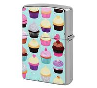 Cupcake Patterns Metal Lighter Case Cover, Personalized Graffiti Lighter Sleeve, Waterproof Double-Sided Protector for Women Men Gifts