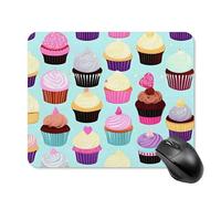 Cupcake Patterns Mouse Pad Square Laptop Mouse Mat Cute Computer Mousepad Keyboard Pad Non-Slip Desk Pads for Gaming Office Work Home 20 * 25cm