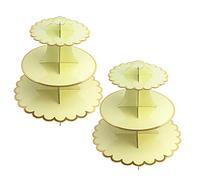 Cupcake Stand, 2 pack 3 Tier Cardboard Cupcake Stand Cupcake Dessert Holder for Birthday Party, Baby Shower, Wedding and Anniversary (yellow)