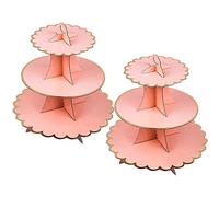 Cupcake Stand, 2 pack 3 Tier Cardboard Cupcake Stand Cupcake Dessert Holder for Birthday Party, Baby Shower, Wedding and Anniversary (pink)