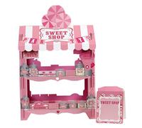 Cupcake Stand, 2 Tier Cute Paper House Shape Sweet Treat Candy Shop Cake Dessert Cart Display for Ice Cream Birthday Theme Party Decorations, Party Supplies