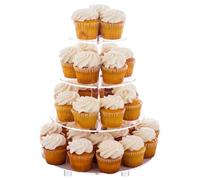 Cupcake Stand - 4 Tier Acrylic Round Cupcake Stand with Base, Clear Cupcake Tower Display Stand for Pastry, Dessert, Fruit Cake, , Candy