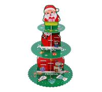 ＡＷＨＡＯ Cupcake Stand Cardboard Cake Display Dessert Holder Muffin Tray 3D Paper Construction Suitable for Christmas Parties Wedding Birthday Shower Hom, Santa Claus