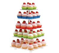 Cupcake Stand for 50 Cupcakes, 5 Tier Cupcake Holder, Large Clear Cupcake Tower, Acrylic Cupcake Stand, Cupcake Display Stand for Party, Wedding, Birthday, Baby Shower, Halloween