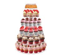 Cupcake Stand for 60 Cupcakes, 6 Tier Large Acrylic Round Clear Wedding Cupcake Tower, Cupcake Tier Stands for Dessert Table, Tiered Cupcake Holder Stand, Cupcake Display Stand for Birthday Party