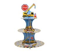 Cupcake Stand for Party Supplies Easy No Tools Assembly, 3 Tier Thick Cardboard Food Display with Non Skid Base, Themed Decor for Birthday Party (Yellow)