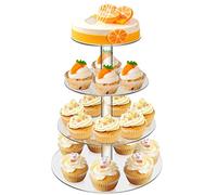 Cupcake Stand, hicoosee 4 Tier Cake Stands, Transparent Round Acrylic Display Stands Cupcake Reusable Dessert Tower for Baby Shower, Wedding, Birthday Party, Graduation Party