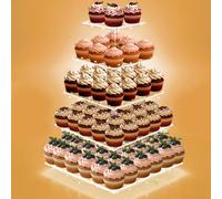 Cupcake Stand with Lights, 5 Tier Cupcake Holder, Light Up Cupcake Stand for 50 Cupcakes, Dessert Table Display Set for Weddings, Christmas, Birthday Parties (Yellow Light)