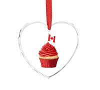 Cupcake with Canada Flag Christmas Hanging Ornaments Crystal Glass Heart Pendant Gifts for Xmas Trees Home Offices