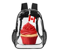 Cupcake with Canada Flag Funny Clear Backpack Waterproof Transparent Bag See Through Rucksack with Adjustable Straps