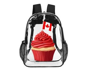 Cupcake with Canada Flag Funny Clear Backpack Waterproof Transparent Bag See Through Rucksack with Adjustable Straps