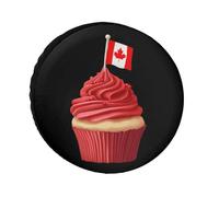 Cupcake with Canada Flag Spare Wheel Cover Waterproof Dustproof Tire Covers Universal Tyre Protector Fit 24"-36"