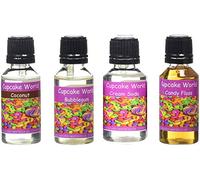 Cupcake World Food Flavourings Candy floss/Bubblegum/Cream Soda/Coconut Bottles 28.5 ml (Pack of 4)