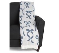 cupcakes and cashmere Decorative Throw Blanket, White & Blue Bows, 50" x 70"