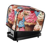 Cupcakes And Ice Cream Toaster Cover 2 Slice, Waterproof Bread Machine Covers with Pockets Universal Size Kitchen Small Appliance Cover with Handle, Dust and Fingerprint Protection