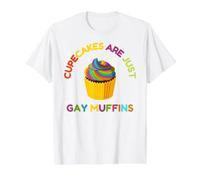 Cupcakes are Just Muffins Rainbow Dessert Graphic Value Graphic T-Shirt, Men, White, XL