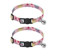 Cupcakes Cherries Polka Dots Pink Adjustable Buckle Puppy Collar 2 Pack Collars for Puppies