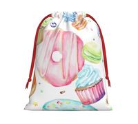 Cupcakes Donuts Muffins Sugar Drawstring Gift Bag Holiday Present Goody Bags For Xmas Party Reusable Storage Pouches