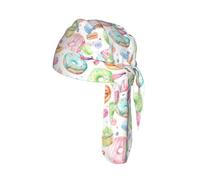 Cupcakes Donuts Muffins Sugar Print Cycling Bandana Quick Dry Skull Cap Breathable Tie Back Riding Headwear Running Gear 55-60 cm