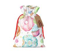 Cupcakes Donuts Muffins Sugar Print Drawstring Gift Bags,For Holiday Season,Birthdays,Anniversaries And Any Special Occasion