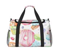 Cupcakes Donuts Muffins Sugar Print Functional Travel Tote Ample Space Travel Bag Foldable Carry On Tote for Weekender