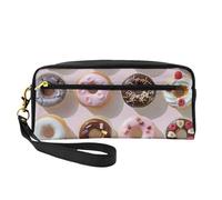 Cupcakes Donuts Muffins Sugar Print Leather Makeup Bag Wash Bag Travel Toiletry Bag Makeup Pouch PU Leather for Traveling Essentials, Bathroom, Cosmetics