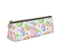 Cupcakes Donuts Muffins Sugar Print Triangle Pencil Pens Case Large-Capacity Stationery Organizer Pouch Office Travel