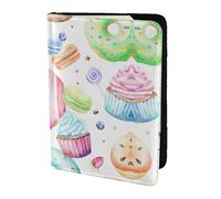 Cupcakes Donuts Muffins Sugar Printing Cowhide Passport Holder,Passport Cover,Travel Card Cover Case For Men Women,Documents Protector, Black, One Size