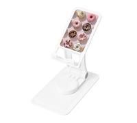 Cupcakes Donuts Muffins Sugar Prints Rotating Cell Phone Stand with 360° Swivel Base - Foldable Square Desk Phone Holder for iPhone 16 15 14 13 12 11,All Phones,White