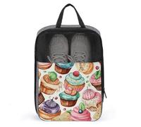 Cupcakes Donuts Muffins Sugar Shoe Bag for Travel Water-Resistant Shoe Pouch for Gym Portable Sneaker Bag with Zipper Travel Luggage Shoes Organizer Soccer Cleats Bag for Gym, Luggage