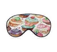 Cupcakes Donuts Muffins Sugar Sleep Mask Light Blocking Eye Cover Polyester Eye Mask with Elastic Strap Blindfold for Side Sleeper Sleeping Masks Face Hugging for Women Men Travel