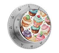Cupcakes Donuts Muffins Sugar Timer,Chef Cooking Timer Clock, Countdown Reminder No Batteries Required- Exquisite Stainless Steel Body for Exercise Outdoors