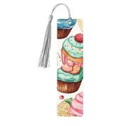 Cupcakes Donuts Muffins Sugar Wooden Bookmark for Men Women, Handmade Wood Bookmark Craft with Tassel Pendant Unfinished Wood Tag Book Mark Gifts Bookmarks Hanging Labels for Book Lovers