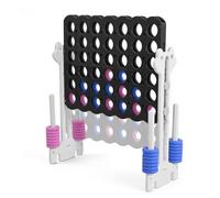 CUPCHID Giant Connect 4, 3-in-1 Giant 4 in a Row Garden Game with Adjustable Height, Basketball Hoop, 42 Jumbo Ring, Ring Toss, Garden Connect 4 Outdoor Game for Indoor Outdoor (Cat)